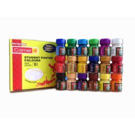  Camlin Student Poster Colour Set - 18 Vibrant Shades (10 ml Each) with Palette and Brush