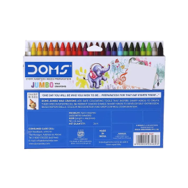 DOMS TRI Jumbo Wax Crayons – 26 Shades Including Gold and Silver, Triangular Non-Toxic Crayons for Kids and Artists