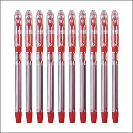 Cello Butterflow Simply Red Ink Ball Pen – Pack of 10 with 0.7 mm Fine Tip and Bonus Refills