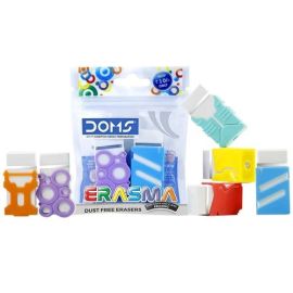 DOMS Erasma Colorful Dust-Free Erasers – Non-Toxic, Break-Resistant, Ideal for Students and Artists (10 Pcs)