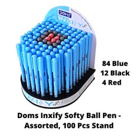 DOMS INXIfY Softy 0.6 mm Ball Pens-100 Pcs (Assorted Colors)
