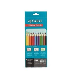 Apsara Hexagonal Colour Pencils - Pack of 12 Vibrant Shades, Non-Toxic, Half-Size