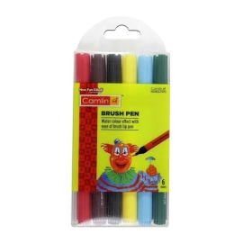 Camlin Brush Pen Set - 6 Assorted Shades for Watercolor Effects