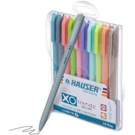 Hauser XO Trends Ball Pen Set - Pack of 10 Assorted Colors (1.00 mm Tip, Smooth Writing)