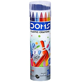 DOMS 14-Color Plastic Crayon Set in Round Tin with Sharpener