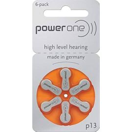 PowerOne P13 Hearing Aid Batteries – Size 13, Mercury-Free, 6-Pack