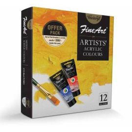 Fevicryl Fine Art Artist Acrylic Colours | Set of 12 Assorted 40ml Tubes