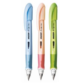 Hauser INX Grip-It Fountain Pen with Smooth Round Iridium Nib, Ergonomic Design, and Blue Ink Cartridges