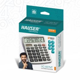 Hauser HC-837MT Desktop Electronic Calculator – 12-Digit Display, Dual Power, 112-Step Check & Correct, Metal Cladding