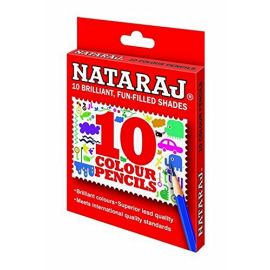 Nataraj Half-Size Colour Pencils - Pack of 10 Vibrant Non-Toxic Shades