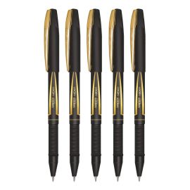 Hauser Nexa Gold Ball Pen – Medium Tip, Refillable, Blue Ink, Metal Body, Pack of 10
