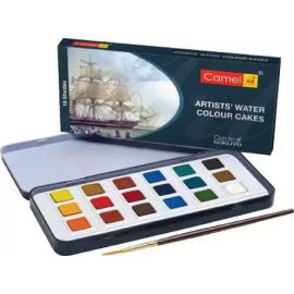 Camlin Artist Water Colour Cakes Set – 18 Vibrant Shades with Brush