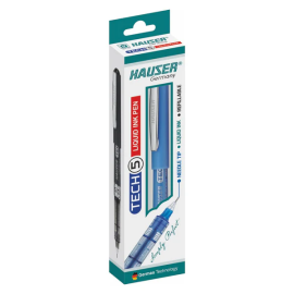 Hauser Tech-5 Gel Pen with 0.55 mm Fine Tip and Ergonomic Grip, Blue Ink, 