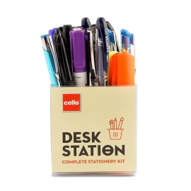 Cello Office Stationery Kit – 24-Piece Multicolor Set with Pens, Markers, Highlighters, and Pen Stand