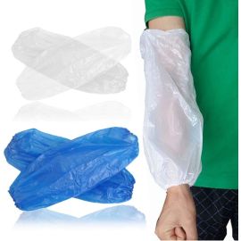 OMEX- 40 cm Disposable Plastic Arm Sleeves – Waterproof LDPE Oversleeves with Elastic Cuffs (25 Pair)
