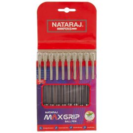 Nataraj Maxgrip Ball Pen - Fine 0.7mm Tip, Comfortable Grip, Smudge-Resistant Black Ink (10 pcs)
