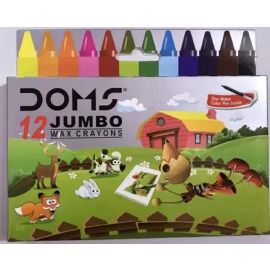 DOMS Jumbo Wax Crayons-12 Vibrant Shades, Non-Toxic, Smudge-Free, Ideal for Children and Artists