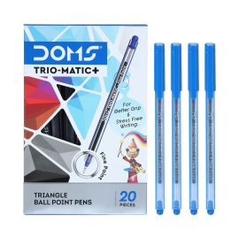 DOMS Trio-Matic+ Blue Ball Pen - Pack of 20