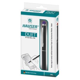 Hauser Duet Stylus Metal Ballpoint Pen – Smooth Blue Ink, Twist Mechanism, Ergonomic Design