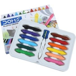 DOMS DommyMate Plastic Crayon Set – 12 Shades with Sharpener & Eraser