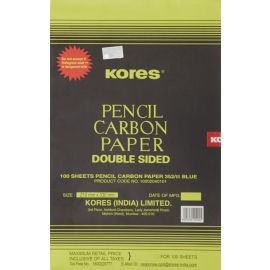 Kores Double-Sided Pencil Carbon Paper – Blue, 100 Sheets, Non-Smudge, 210 mm x 330 mm