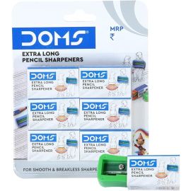 DOMS Extra Long Pencil Sharpener – Pack of 20 Non-Toxic, Multicolored Sharpeners for Smooth & Precise Sharpening (6 Pcs)