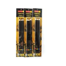 Camlin Assorted Charcoal Pencil Set - 3 Grades (Hard, Medium, Soft) - Pack of 3