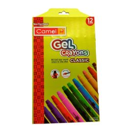 Camel Gel Crayons - Pack of 12 Vibrant, Water-Soluble Shades with Twist Mechanism