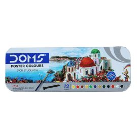 Doms Poster Colours - Set of 12 Vibrant Shades, Non-Toxic, Smooth Matte Finish