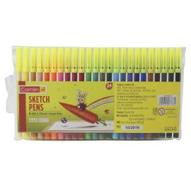 Camlin 24-Color Sketch Pen Set with Free Stencil – Non-Toxic, Washable Ink