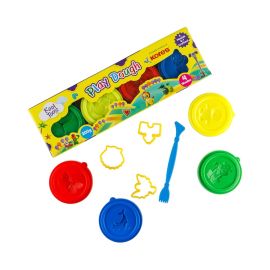 Kores Play Dough 200g – 4 Vibrant Shades with Molds and Crafting Tool, Non-Toxic