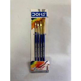 Doms Premium Synthetic Flat Brush Set - Pack of 4