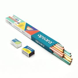 Apsara Triga Triangular Extra Dark 2B Pencils – Pack of 10 with Free Sharpener and Eraser