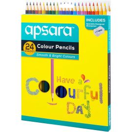 Apsara Hexagonal Colour Pencils-Pack of 24 Vibrant Full-Size Non-Toxic Shades