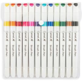 Camlin Kokuyo Brush Pen Set – 12 Vibrant Shades for Watercolor Effects