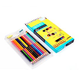 Apsara Hexagonal Bi-Colour Pencils - Pack of 12 Dual-Ended Full-Size Pencils, 24 Vibrant Shades, Non-Toxic