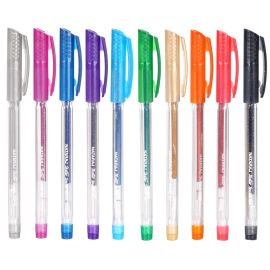 Nataraj Skater 2 Sparkle Gel Pen - Assorted Sparkling Colors, Smooth Hi-Tech Tip, Smudge-Proof Ink, Non-Slip Grip (Pack of 10)