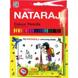 Nataraj 24-Color Full Size Hexagonal Non-Toxic Colour Pencils with Sharpener