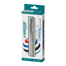 Hauser Celebrity Designer Metal Ball Pen with Retractable Mechanism and Ergonomic Grip, Blue Ink, Pack of 2