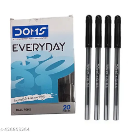 DOMS Everyday DF 0.6mm Black Ball Pen - Pack of 20