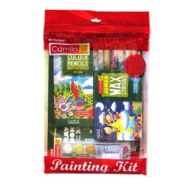 Camlin Complete Painting Kit – 24 Watercolour Cakes, 12 Wax Crayons, Colour Pencils, Oil Pastels, Drawing Book & Sparkle Set