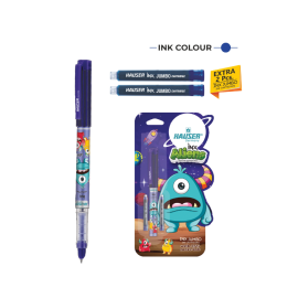 Hauser INX DX Aliens Themed Violet Fountain Pen with Fine Cushioned Nib and 2 XL Blue Ink Cartridges