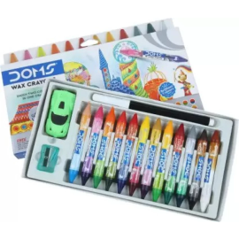 DOMS Bi-Colour Wax Crayons – 24 Vibrant Shades in 12 Dual-Color Crayons, Non-Toxic, Smudge-Free, Ideal for Children and Artists