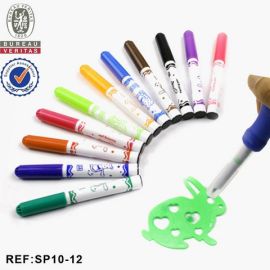 Magic Blow and Spray Color Pens Set – 6 Washable Dual-Ended Pens with 3 Stencils for Kids' Creative Art Projects