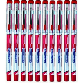 ello Butterflow Simply Red Ink Ball Pen – Pack of 10 with 0.7 mm Fine Tip and Bonus Refills