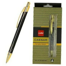 Cello Caesar 0.7 mm Blue Ink Ball Pen, with Premium Metal Body and Golden Accents(1 pcs)
