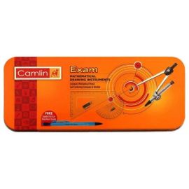 Camlin Exam Mathematical Drawing Instruments Set – 10-Piece Geometry Box with Self-Centering Compass and Durable Metal Components
