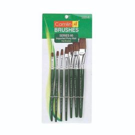 Camlin Series 60 Flat Brushes Set – 7-Piece Pony Hair Artist Brush Set
