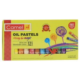 Camlin Oil Pastels - 12 Vibrant Shades with Scraping Tool