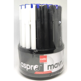 Cello Aspro and Mavro 0.7 mm Blue Ink Ball Pens – Pack of 50 with Comfortable Grip
